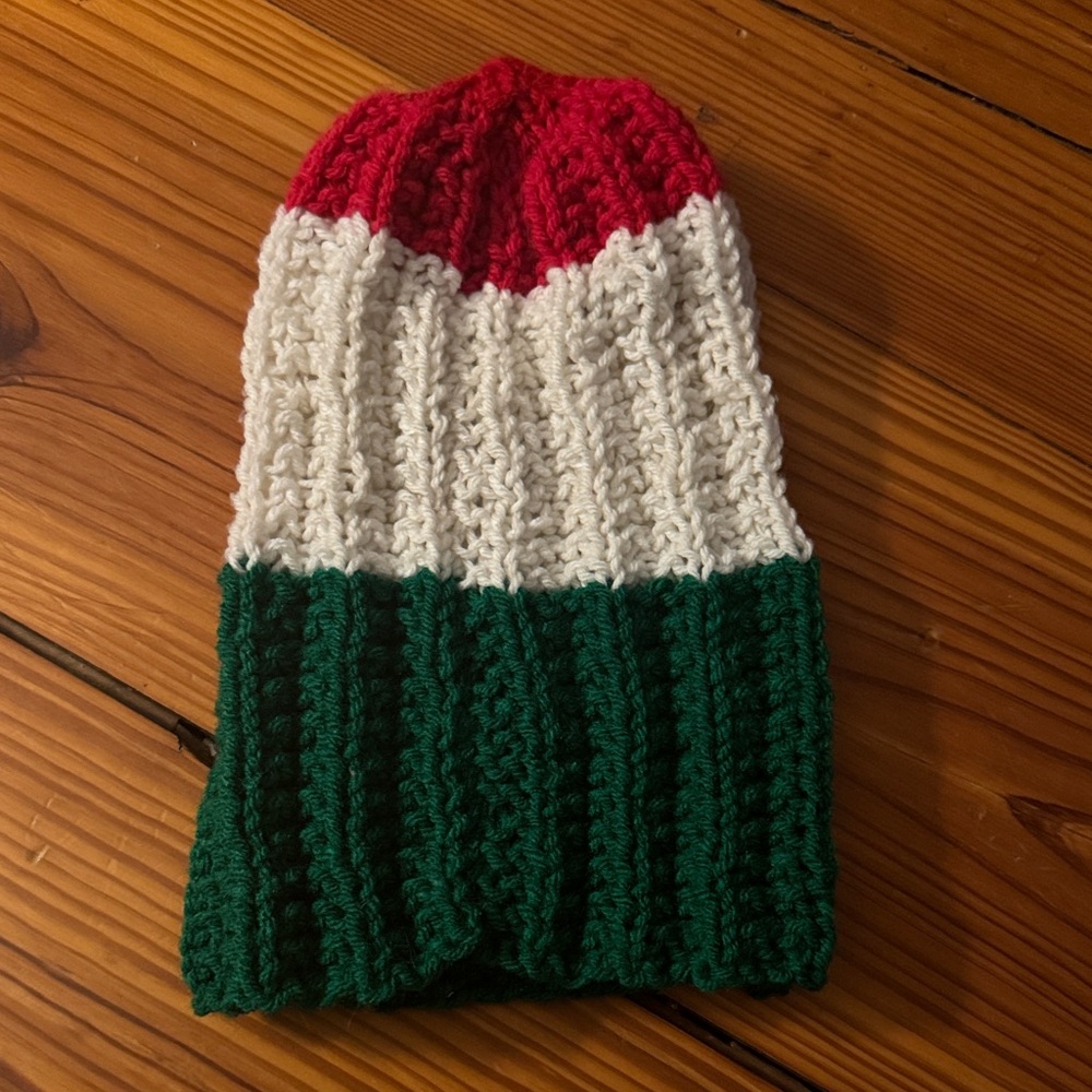 Red, White, and Green Italian Knit Beanie